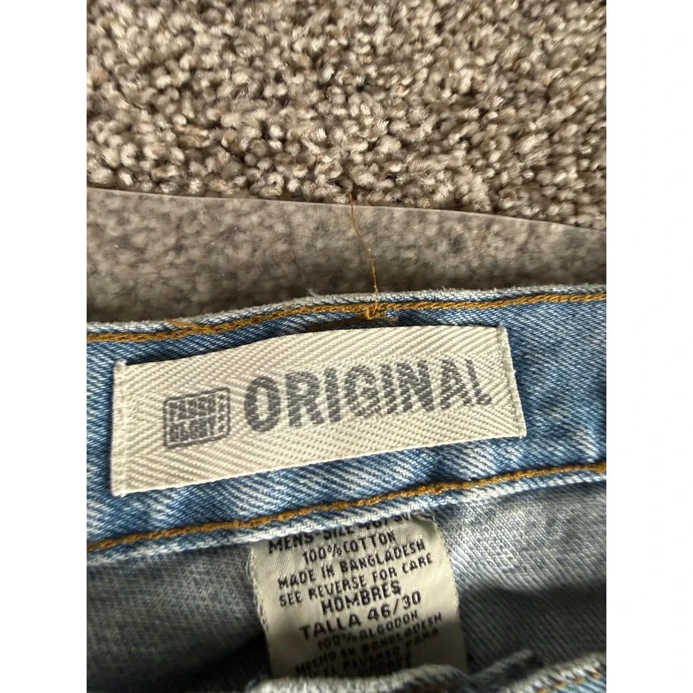Faded Glory Original Mens Jeans 46x30 Light Wash Blue Denim Straight‎ Leg Cotton